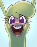 alpaca camelid eyelashes female feral fluffy hi_res hitsuji long_eyelashes mammal paprika_paca_(tfh) purple_eyes simple_background smile smiling_at_viewer solo sparkles sparkling_eyes them's_fightin'_herds uvula