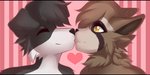 2020 2:1 anthro black_body black_fur border_collie brown_body brown_fur canid canine canis collie digital_media_(artwork) domestic_dog duo eyes_closed floppy_ears fur heart_symbol herding_dog holidays humanoid kissing lite_(character) looking_at_another male male/male mammal neck_tuft nose_to_nose pastoral_dog procyonid raccoon romantic romantic_couple ryai_(character) sheepdog smile tuft valentine's_day weeniewonsh white_body white_fur yellow_eyes