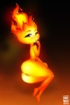 big_butt big_head brown_eyes butt eyelashes female fire flaming_hair genitals not_furry nude one_eye_closed pseudo_hair pussy side_view small_waist solo thick_thighs rin_tyan disney elemental_(pixar) pixar ember_lumen elemental_creature elemental_humanoid fire_creature fire_humanoid humanoid 2022 absurd_res digital_media_(artwork) hi_res shaded