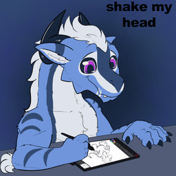 animal_genitalia anus balls black_sclera blue_body butt drawing_(action) drawing_in_a_drawing drawing_tablet feral fully_sheathed fur genitals hair head_shake horn male presenting presenting_hindquarters shaking_butt sheath solo spoopy surprised tail white_hair xanthor mythology xanthor_(character) dragon furred_dragon furred_scalie mythological_creature mythological_scalie scalie 1:1 animated low_res meme