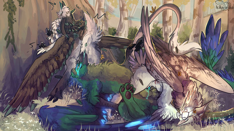 blue_cum bodily_fluids colored_cum cum cum_in_vagina cum_inside cunnilingus female feral fur genital_fluids group male male/female oral penetration sex trio unusual_bodily_fluids unusual_cum unusual_genital_fluids vaginal vaginal_penetration white_body white_fur hollyvardia mythology avian gryphon hybrid mythological_avian mythological_creature hi_res