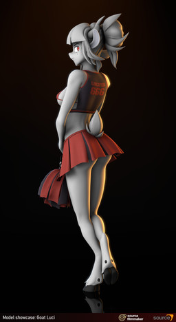 anthro bottomwear breasts butt cheerleader_outfit clothed clothing cloven_hooves female hooves looking_back rear_view skimpy skirt solo swimwear text underhoof jacob_lhh3 aeridiccore_(modeler) helltaker goat_lucifer_(helltaker) bovid caprine goat mammal 3d_(artwork) absurd_res digital_media_(artwork) english_text hi_res