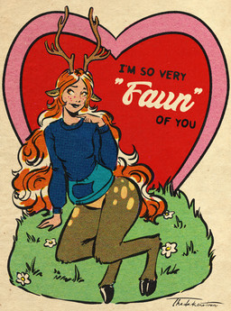 antlers breasts brown_body brown_fur clothed clothing dialogue eyelashes female flower freckled_face freckles fur grass hair hand_on_ground holidays hooves horn humor light_body light_skin lips long_eyelashes long_hair looking_away markings multicolored_body multicolored_fur orange_eyes orange_hair outside plant pun sitting small_breasts solo spots spotted_body spotted_fur spotted_hips sweater topwear two_tone_body two_tone_fur valentine's_day_card thedarkcartoon valentine's_day freya_agalith animal_humanoid deer deer_humanoid faun humanoid mammal mammal_humanoid absurd_res hi_res huge_filesize