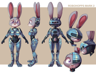 anthro armor big_breasts breasts cybernetic_limb cybernetics female female_anthro fusion headgear helmet machine thick_thighs turnaround wide_hips nauyaco disney robocop_(franchise) zootopia judy_hopps cyborg european_rabbit lagomorph leporid mammal oryctolagus rabbit 2025 absurd_res hi_res model_sheet