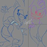 anthro bent_over biped blush close-up crossgender duo female female_anthro genitals humanoid_genitalia humanoid_pussy male male/female pussy teasing dumbeon197 sega sonic_the_hedgehog_(series) chameleon eulipotyphlan hedgehog lizard mammal reptile scalie 1:1 hi_res sketch