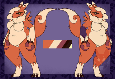 3_claws 3_fingers 3_toes anthro arm_tuft armwear armwear_only barefoot belly big_breasts biped black_claws black_nose black_sclera border breasts claws clothing color_swatch countershade_fur countershade_torso countershading dipstick_ears dipstick_tail ear_markings elbow_tuft eye_markings eyebrows eyelashes featureless_breasts featureless_crotch feet female female_anthro finger_claws fingers front_view fur fur_tuft gloves_(marking) hair leg_markings looking_aside mane markings mostly_nude mostly_nude_anthro mostly_nude_female multicolored_ears naturally_censored navel nude nude_anthro nude_female orange_body orange_fur orange_tuft overweight overweight_anthro overweight_female purple_armwear purple_background purple_border purple_clothing red_markings simple_background slightly_chubby slightly_chubby_anthro slightly_chubby_female socks_(marking) solo tail tail_markings tan_body tan_countershading tan_eyes tan_hair tan_mane tan_markings tan_tuft thigh_markings three-quarter_view toe_claws toes tuft strawberrymilkdog bandai_namco digimon canid digimon_(species) mammal renamon 2022 colored full-length_portrait hi_res model_sheet portrait