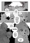 2018 6_breasts anthro antlers breasts buck_(corablue) canid canine canis collar comic corablue deer dialogue digital_media_(artwork) domestic_dog english_text female greyscale group hi_res horn husky_(corablue) jack_(corablue) magic_user mammal monochrome multi_breast nude palmyra_(corablue) portal speech_bubble text