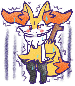 ambiguous_anthro ambiguous_gender anthro biped blush blush_stickers bodily_fluids closed_frown digitigrade dipstick_tail front_view frown looking_at_viewer markings mouth_closed object_in_tail simple_background snout solo standing sweat sweatdrop tail tail_markings tremble_spikes wavy_mouth annyui0611 nintendo pokemon braixen canid generation_6_pokemon mammal pokemon_(species) 2024 digital_drawing_(artwork) digital_media_(artwork) full-length_portrait hi_res japanese_description portrait screentone translated_description