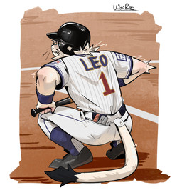 anthro armor baseball_bat baseball_uniform bat_(object) belt bottomwear clothing crouching footwear fur headgear helmet looking_away male mane mascot rear_view shoes solo sportswear tail topwear uniform white_body white_fur wooren nippon_professional_baseball saitama_seibu_lions leo_(saitama_seibu_lions) felid lion mammal pantherine 2025 hi_res