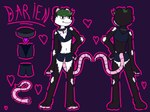 anthro clothed clothing collar femboy green_hair hair heart_collar heart_symbol male skimpy solo mors darien_(mors) american_opossum mammal marsupial 4:3 hi_res model_sheet