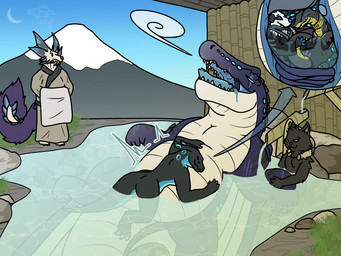 4_eyes anthro bioluminescence bodily_fluids feral glowing group hot_spring internal male male/male multi_eye onsen safe_vore saliva size_difference tail vore water valyx capcom monster_hunter mythology nintendo pokemon derlik jack_(le_jack) alien american_opossum crocodilian domestic_cat dragon felid feline felis generation_5_pokemon leviathan_(mh) mammal marsupial mizutsune mythological_creature mythological_scalie pokemon_(species) reptile scalie serperior virginia_opossum 4:3 absurd_res hi_res