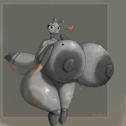 antennae_(anatomy) anthro areola arthropod_abdomen big_breasts breasts female genitals grey_background heart_symbol huge_breasts hyper hyper_breasts montgomery_glands nipples open_mouth simple_background solo standing thick_thighs vulva wide_hips ace0t0nic arthropod insect mantis 1:1 absurd_res hi_res