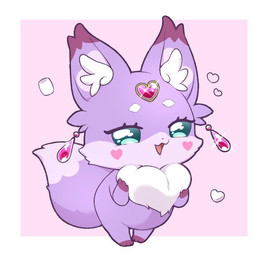 blue_eyes cheek_markings countershade_face countershading dipstick_ears dipstick_tail ear_markings facial_markings female forehead_gem gem gloves_(marking) head_markings head_tuft heart_(marking) inner_ear_fluff inner_ear_markings leg_markings looking_at_viewer markings multicolored_ears neck_tuft open_mouth open_smile pink_body pink_countershading pink_inner_ear pink_tail_tip purple_body red_ear_tips red_markings smile socks_(marking) solo tail tail_markings tuft white_inner_ear_fluff white_tuft zuragon pretty_cure star_detective_precure mashutan canid canine fox mammal full-length_portrait portrait