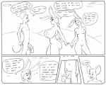 5:4 anthro balls big_breasts big_butt big_penis black_and_white breast_size_difference breasts butt comic dialogue english_text female genitals group hair half-erect huge_breasts lagomorph leporid male mammal monochrome mouse murid murine navel nipples nude nude_beach open_mouth outside penis pussy rabbit rodent shiin text vein