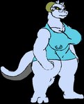 anthro breasts breathing clothing dress eyewear female fur glasses horn nipple_outline solo tail white_body white_fur wide_hips bigshow star_wars zaun tauntaun animated