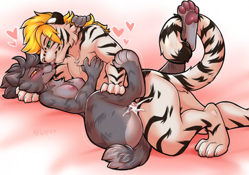 anthro anthro_on_anthro anthro_penetrated anthro_penetrating anthro_penetrating_anthro areola biped blush bodily_fluids breasts butt claws countershade_torso countershading cum cum_in_vagina cum_inside duo erection feet female female_penetrated fingers fur genital_fluids genitals hair male male/female male_penetrating male_penetrating_female nipples nude nude_anthro nude_female nude_male penetration penile penile_penetration penis penis_in_vagina sex smile stripes tail teeth toes tongue vaginal vaginal_penetration kellwolfik kisya_(kellwolfik) domestic_cat felid feline felis mammal pantherine tiger 2026 digital_drawing_(artwork) digital_media_(artwork) hi_res