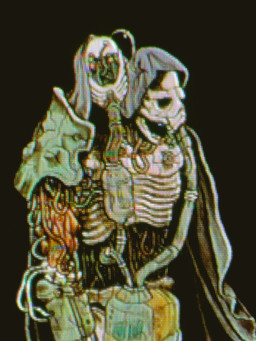 ambiguous_gender black_background cloak clothing crt crt_effect hood horror_(theme) open_mouth ribs simple_background solo unusual_anatomy wire plastiboo godhusk humanoid monster vessel_(godhusk) 3:4 hi_res official_art