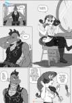 2018 anthro anthrofied awake bed boots breasts brush clothing comic dialogue dragon english_text equid equine female footwear friendship_is_magic furniture greyscale gun hairbrush hasbro hi_res holster horn lying male mammal monochrome my_little_pony mythological_creature mythological_equine mythological_scalie mythology pia-sama ranged_weapon rarity_(mlp) scalie sitting speech_bubble spike_(mlp) text unicorn weapon