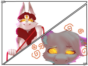 anthro breasts duo female fur hair hypnosis hypnotic_eyes male male/female mind_control nude open_mouth smile text kliffy 4:3 digital_media_(artwork) hi_res