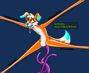 blue_body blue_eyes blue_tail_tip blue_tongue body_pattern bulge dipstick_tail elastic elastic_body elasticity fluffy fluffy_chest forced_stretching glistening glistening_body leg_stretched looking_pleasured male malleable_body markings multicolored_body null_bulge open_mouth orange_body penetration restrained simple_background stretched stretched_arm stretchy tail tail_markings tentacles timer_display tongue tongue_out transparent_background themadastronaut astro_(themadastronaut) canid canine fox mammal regulus_(species) alpha_channel colored