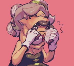 abdominal_bulge bodily_fluids duo female female/female female_pred humanoid_pred neck_bulge oral_vore same_size_vore stretched_mouth stretched_throat tears vore ookiikunai nintendo splatoon marie_(splatoon) animal_humanoid aquatic aquatic_humanoid cephalopod cephalopod_humanoid humanoid inkling mollusk mollusk_humanoid digital_media_(artwork) hi_res