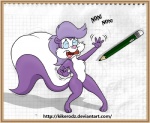 anthro breasts female pencil_(object) solo tail text kikerodz tiny_toon_adventures warner_brothers fifi_la_fume mammal mephitid skunk url