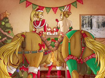 animal_genitalia animal_vulva antlers anus bell big_breasts big_teats blonde_hair breasts breasts_and_teats christmas_clothing christmas_decorations christmas_headwear christmas_tree clothing duo equine_genitalia equine_vulva female fireplace genitals hair hair_bun hat headgear headwear holidays hood horn jingle_bell legwear looking_at_viewer looking_back monster_girl_(genre) plant presenting santa_hat stockings teat_bra teats tree udders vulva zuckergelee christmas european_mythology greek_mythology monster_musume mythology centorea's_mother_(monster_musume) centorea_shianus_(monster_musume) centaur equid equid_taur humanoid_taur mammal mammal_taur taur 2025 4:3 daughter_(lore) mother_(lore) mother_and_child_(lore) mother_and_daughter_(lore) parent_(lore) parent_and_child_(lore) parent_and_daughter_(lore)