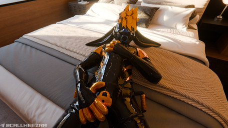 armwear bed_sheet bedding bedroom chastity_bulge chastity_cage chastity_device clothing drone dronification fur gloves hair handles_on_hips handwear latex latex_armwear latex_clothing latex_gloves latex_handwear latex_legwear latex_skinsuit latex_stockings legwear lock_bulge male multicolored_body multicolored_fur null_bulge orange_body orange_eyes orange_fur orange_hair skinsuit stockings tight_clothing callmeezra ezra_(fara_rex) canid mammal rexouium 16:9 3d_(artwork) 4k absurd_res blender_(artwork) blender_cycles_(artwork) digital_media_(artwork) hi_res widescreen