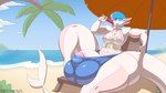 4_ears anthro areola balls beach beach_chair big_balls big_butt big_penis blue_eyes blue_hair breasts butt clothed clothing cloud dessert detailed_background fin flaccid food genitals gills gynomorph hair huge_balls huge_butt huge_hips huge_penis huge_thighs humanoid_genitalia humanoid_penis hyper hyper_balls hyper_genitalia hyper_hips hyper_thighs ice_cream ineffective_clothing intersex island looking_at_viewer multi_ear navel nipples outside palm_tree penis plant sand sea seaside sitting sky solo swimming_trunks swimwear tail tail_fin thick_thighs tree umbrella water wide_hips infernums sal_(salboye) fish marine shark 16:9 4k absurd_res digital_media_(artwork) hi_res widescreen male_(lore)