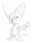 anthro food male pawpsicle popsicle solo briskby disney zootopia finnick_(zootopia) canid canine fennec_fox fox mammal true_fox 3:4 hi_res monochrome