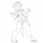 1:1 2006 anthro breasts clothing dragon female miranda_leigh monochrome mythological_creature mythological_scalie mythology non-mammal_breasts scalie simple_background snout solo tail torn_clothing transformation white_background