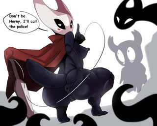 2_horns anthro anus big_nipples black_body black_legs black_skin blush breasts butt cape clothing crouching erect_nipples feet female foreground_silhouette group heart_eyes heart_symbol horn joints looking_back male melee_weapon mostly_nude nipples rear_view silhouette simple_background spread_anus spread_butt spreading surprised sword text weapon karakylia hollow_knight_(franchise) team_cherry hornet_(hollow_knight) the_knight_(hollow_knight) void_(hollow_knight) arthropod insect sibling_(hollow_knight) vessel_(species) 5:4 digital_media_(artwork) hi_res
