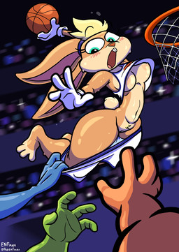 accident accidental_exposure anthro areola ball basketball basketball_(ball) basketball_hoop blonde_hair blonde_pubes blush bodily_fluids bottomwear bottomwear_pull breasts buckteeth clothing clothing_pull countershade_feet countershade_torso countershading crop_top cropped_tank_top crotch_tuft embarrassed feet female genitals gloves hair handwear medium_breasts nipples orange_body ponytail_ears pubes shirt shorts shorts_pull sweat tank_top teal_eyes teeth thick_thighs topwear tuft under_boob vulva wardrobe_malfunction white_bottomwear white_clothing white_crop_top white_gloves white_handwear white_shirt white_shorts white_tank_top white_topwear theenfman looney_tunes senftember senftember2025 warner_brothers lola_bunny lagomorph leporid mammal rabbit 2025 hi_res