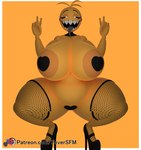 anthro big_breasts black_sclera breasts clothing crouching double_v_sign female fishnet_clothing fishnet_legwear footwear gesture hand_gesture heart_pasties high_heels huge_breasts legwear looking_at_viewer machine metal_tongue open_mouth pasties sharp_teeth shoes solo teeth text thick_thighs tongue tongue_out v_sign yellow_body feversfm cyanu_(modeler) five_nights_at_freddy's five_nights_at_freddy's_2 scottgames toy_chica_(fnaf) animatronic avian bird chicken galliform gallus_(genus) phasianid robot 2024 3d_(artwork) digital_media_(artwork) hi_res url