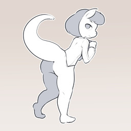 anthro barefoot bottomless breasts clothed clothing feet female gradient_background jacket simple_background small_breasts solo tail topwear itsunknownanon jill_(alfa995) kangaroo macropod mammal marsupial 1:1 hi_res monochrome