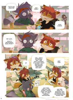 5_fingers accessory anthro arm_support asking_another backpack big_tail black_body black_clothing black_collar black_dress black_fur black_hair black_nose black_shirt black_topwear blue_clothing blue_dress border brown_body brown_fur brown_markings cafeteria checkered checkered_floor clothed clothing collar detailed_background dialogue dipstick_tail drawing_(object) dress drinking drinking_straw ear_piercing empty_eyes eyewear female fingers flat_chested flower flower_in_hair fully_clothed fur furniture glasses gloves_(marking) green_clothing green_sweater green_topwear grey_body grey_fur grey_hair grey_tail hair hair_accessory headband humanoid_hands juice_box leaning_on_elbow light long_tail looking_at_another male markings multicolored_body multicolored_fur multicolored_hair notebook open_mouth open_smile pencil_(object) piercing pink_nose plant pupils purple_eyes red_hair red_headband round_glasses shirt sitting smile snout speech_bubble sweater table tail tail_markings talking_to_another tank_top text three_row_layout topwear two_tone_body two_tone_fur two_tone_hair two_tone_tail vehicle wheelchair white_body white_border white_eyes white_fur white_sclera white_tail_tip young young_anthro young_female young_male horemheb alex_(horemheb) cora_(horemheb) eli_(horemheb) jean_(horemheb) avian bird canid canine canis corvid corvus_(genus) crow fox mammal mephitid oscine passerine skunk 2026 absurd_res colored comic detailed digital_drawing_(artwork) digital_media_(artwork) english_text hi_res lighting marker_(artwork) shaded traditional_media_(artwork) url brother_(lore) brother_and_sister_(lore) sibling_(lore) sister_(lore)