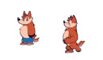 anthro black_eyes brown_body brown_fur chibi fur male nude simple_background smile solo walking white_background piti_yindee wuffle_(webcomic) wuffle canid canine canis mammal wolf animated no_sound short_playtime webm