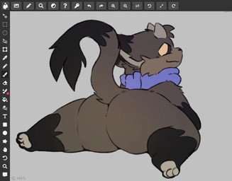 anthro big_butt black_eyes blue_scarf butt butt_focus ear_tuft horn huge_butt long_tail looking_back male male_anthro mostly_nude mostly_nude_anthro mostly_nude_male overweight overweight_male pawpads pupils rear_view scarf scarf_only short_horn small_horn solo tail tail_tuft thick_thighs tuft yellow_pupils soarfloh syloh_(soarfloh) hi_res