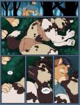african_wild_dog anthro breasts butt canid canine clothed clothing comic dbd dialogue duo english_text felid female female/female french_kissing kinaya_(dbd) kissing lying mammal muscular muscular_female on_side open_mouth scar sleeping text