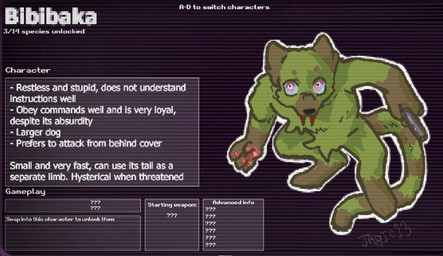 anthro green_body gun ranged_weapon solo text weapon jabic23 bibibaka_(jabic23) english_text model_sheet