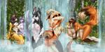 anthro areola bathing big_breasts breasts butt eyes_closed female female/female fluffy fluffy_tail genitals group nipples open_mouth outside pussy slightly_chubby tail thick_thighs water waterfall qrichy canid canine canis domestic_dog equid equine felid fish fox horse mammal marine pantherine red_fox shark tiger true_fox wolf 2:1 digital_media_(artwork) hi_res