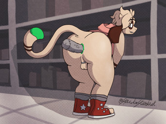 anal anal_penetration anthro anus ball_ring balls bottomless bottomless_anthro bottomless_male butt casual_sex clothed clothing footwear furgonomic_footwear furgonomics genitals green_anus humanoid_genitalia looking_at_viewer looking_back male penetration presenting presenting_anus presenting_hindquarters public public_exposure public_nudity public_sex sex shirt sleeveless_hoodie sleeveless_shirt solo tail tank_top topwear speckostardust nintendo pokemon speck_(speckostardust) canid canine canis domestic_dog generation_2_pokemon mammal pokemon_(species) smeargle 4:3 hi_res nonbinary_(lore) trans_(lore)