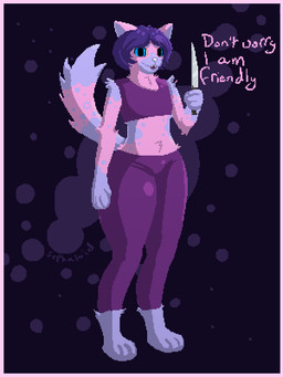barefoot border bottomwear clothing crop_top feet femboy knife male pants pink_border shirt simple_background solo text topwear yoga_pants sephaloid domestic_cat felid feline felis mammal 2019 3:4 aliasing digital_media_(artwork) english_text