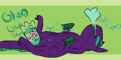 anal anal_penetration animal_genitalia beverage beverage_bottle bottle bottle_in_ass bottle_insertion burp_cloud burping container digitigrade enema feral fin fin_frill food food_fetish food_insertion food_play frill_(anatomy) genital_slit genitals improvised_sex_toy male membrane_(anatomy) membranous_frill onomatopoeia open_mouth penetration purple_body soda soda_bottle solo sound_effects text kryaak baja_blast mountain_dew rain_world videocult coralcat slugcat digital_drawing_(artwork) digital_media_(artwork) hi_res