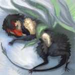 anthro female half_asleep one_eye_closed sleeping solo tail alexgrimm yung_yagili avian nevrean