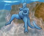 anthro belly big_belly blue_body blue_skin breasts female genitals pregnant pussy solo spread_legs spread_pussy spreading underwater water slinkoboy cetacean dolphin mammal marine oceanic_dolphin toothed_whale