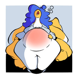 abstract_background anthro belly belly_blush belly_overhang belly_rolls big_belly big_fupa big_tail black_clothing black_underwear bloated blue_clothing blue_hair blue_topwear blush bodily_fluids body_blush cankles clothed clothing drooling fat_belly female fupa hair hand_on_belly hand_on_hip huge_belly huge_fupa huge_hips huge_tail hyper hyper_hips long_hair looking_up morbidly_obese morbidly_obese_anthro morbidly_obese_female obese obese_anthro obese_female open_mouth overweight overweight_anthro overweight_female pantsless sagging_belly saliva simple_background sitting sleeping solo stuffing tail thick_tail topwear underwear upper_belly_bulge white_belly wide_hips yellow_body ltoo ltoo_(sona) scalie 1:1 2026 hi_res nonbinary_(lore)