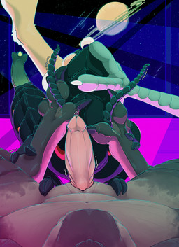 animal_genitalia anthro arthropod_abdomen black_body bodily_fluids claws exoskeleton feet foot_fetish genitals group group_sex insect_wings male mandibles nude pawpads paws penis red_eyes sex sharp_teeth spikes tail teeth text wings awoope fallout microsoft xaine arthropod avian bird deathclaw felid feline felis hymenopteran insect mammal reptile scalie spider_wasp tarantula_hawk_wasp wasp absurd_res hi_res male_(lore)