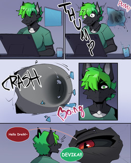 anthro big_breasts breasts dialogue duo female greeting intersex macro nipples text harucat mythology devika dreik_(drakeraynier) dragon felid feline hybrid mammal mythological_creature mythological_scalie scalie 4:5 absurd_res comic english_text hi_res busty_boy_(lore)