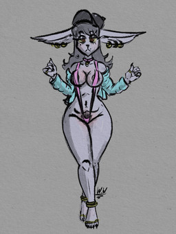 bikini clothing collar collar_tag colored_nails digit_ring ear_piercing feet female hat headgear headwear jewelry nails piercing pubes pubic_mound ring swimwear thong toe_ring toes two-piece_swimsuit underwear widdlywham jenny_(widdlywham) 3:4